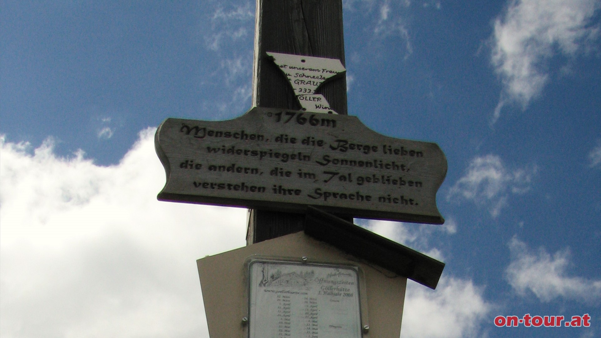 Hchst interessanter Spruch am Gipfelkreuz.
