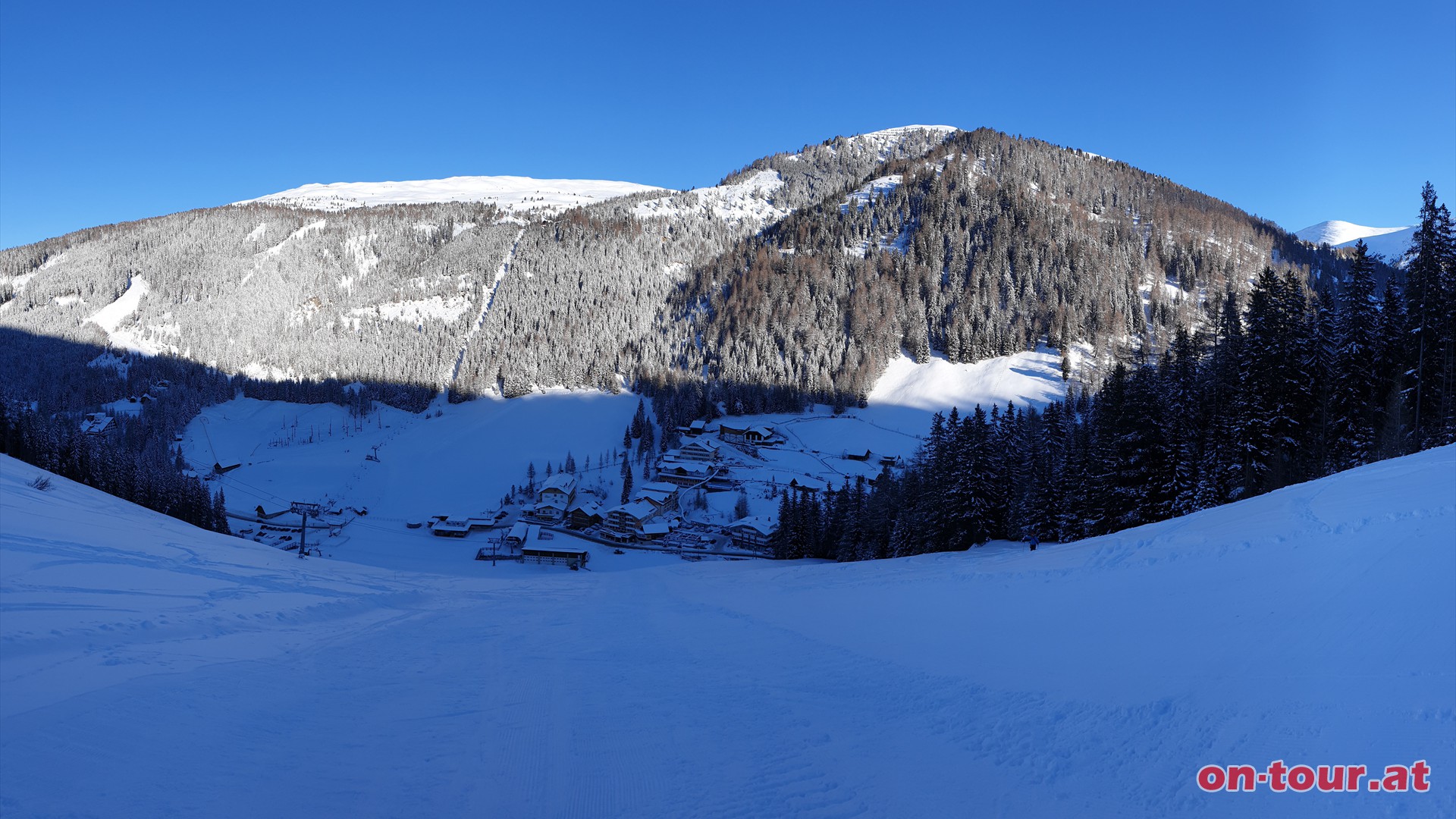 Start; Parkplatz beim Skigebiet in Innerkrems. Aufstieg ber die Skipiste Richtung Sden