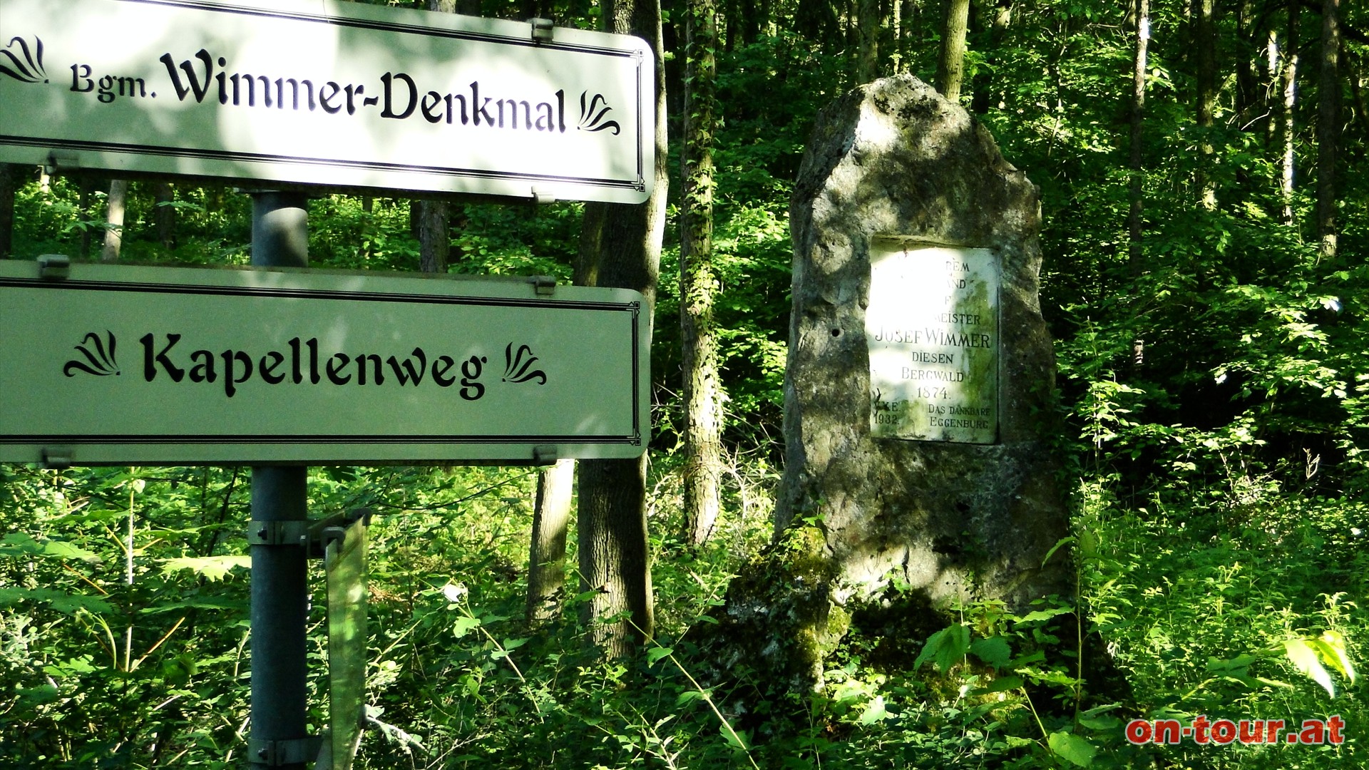 .....das Bgm. Wimmer-Denkmal - hier nach links Richtung NW - geht es wieder zurck nach.....