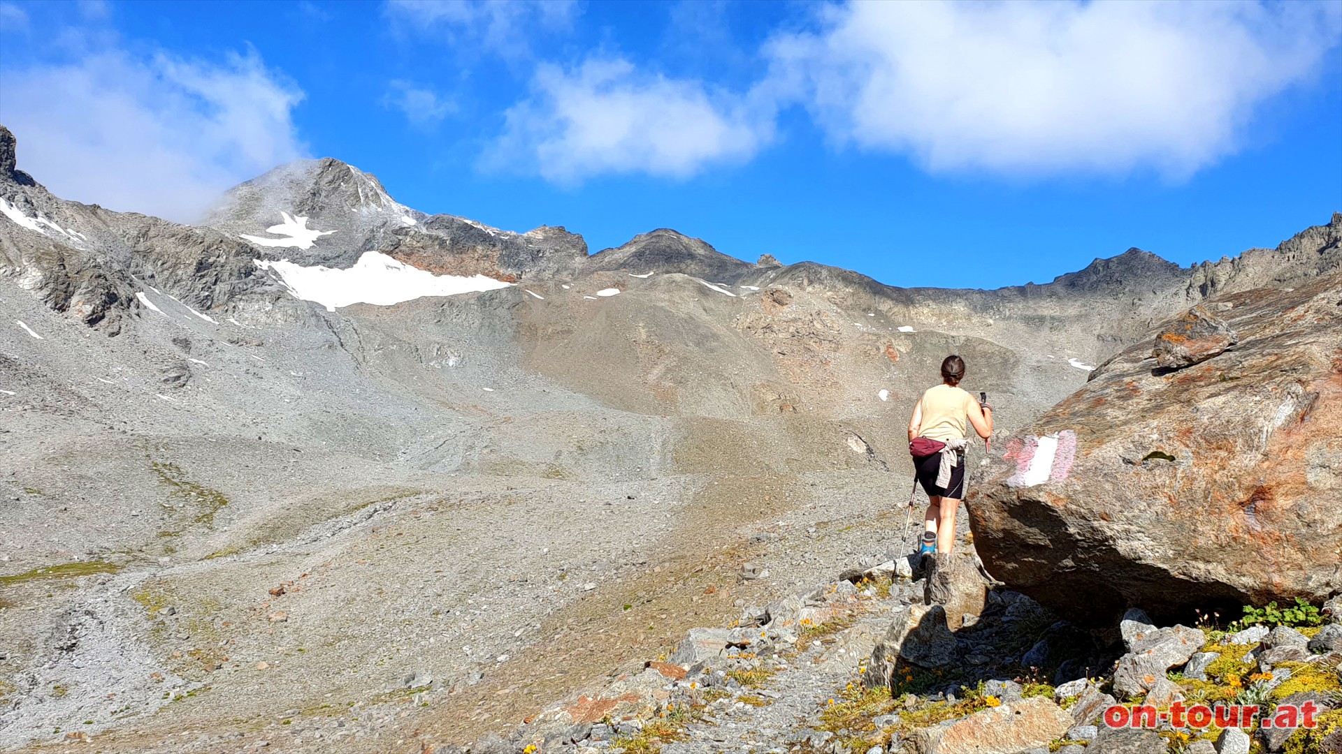 Aufstieg zum Riffljoch. Links der Glockturm.