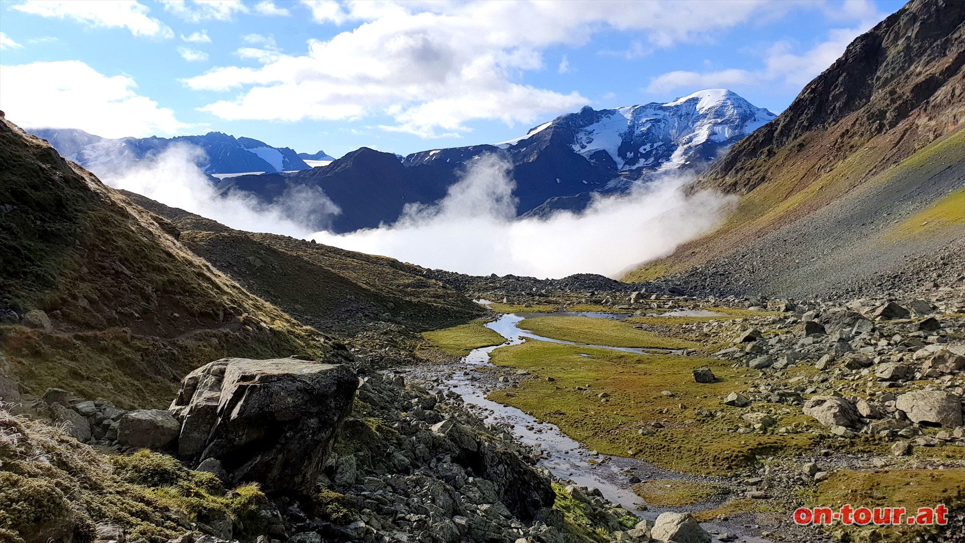 Rckblick; Weiseespitze und Rifflbach.