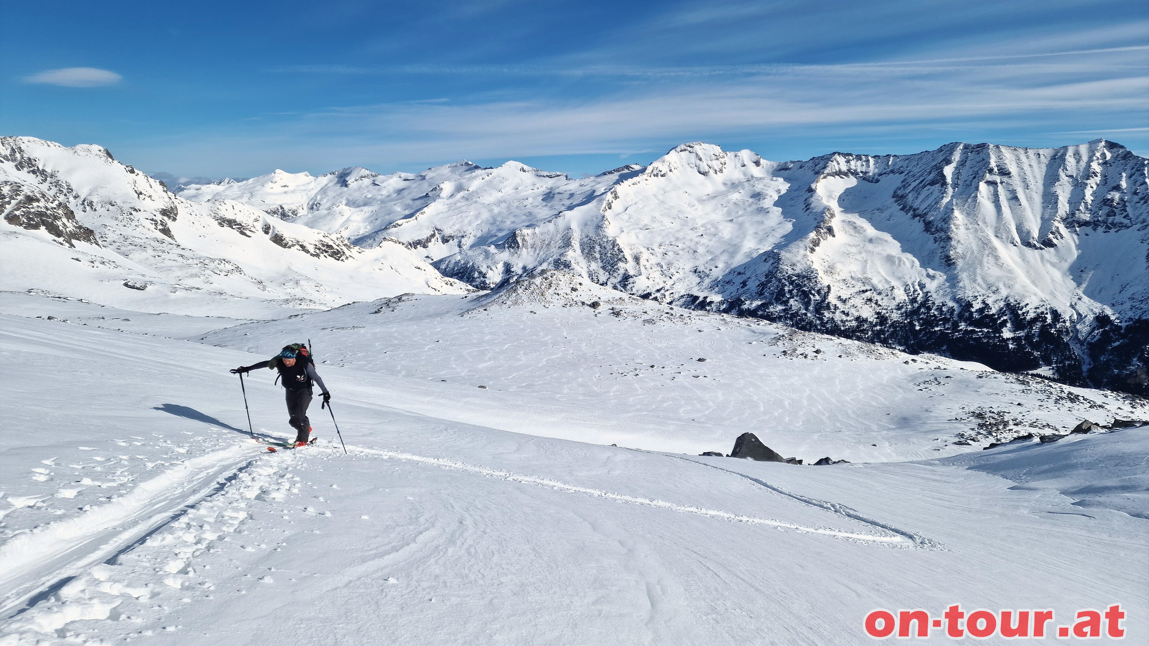Aufstieg am Hochalmkees mit Blick zum Groen Hafner.
