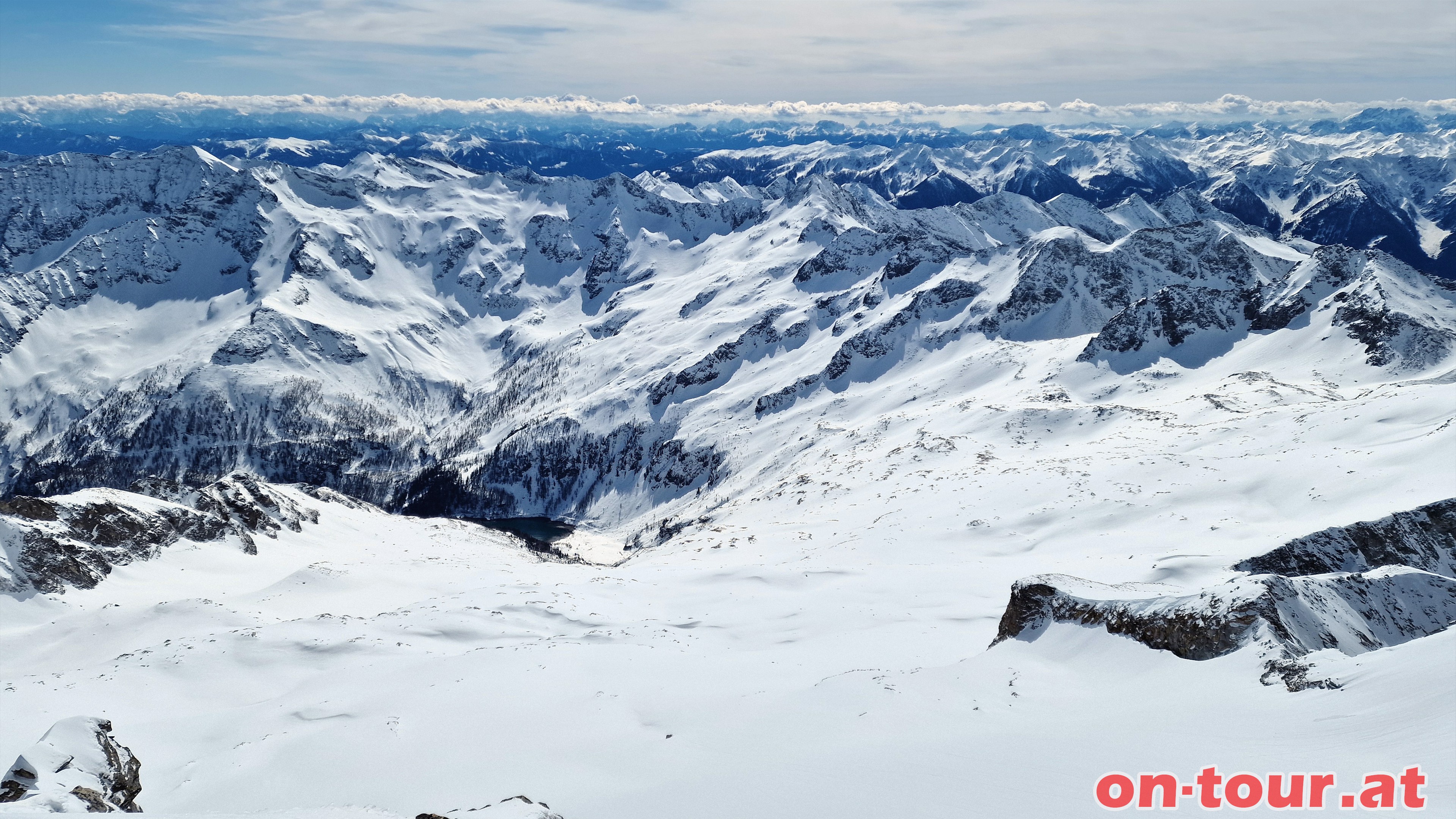 Hochalmspitze; S-Panorama. Abfahrt wie Aufstieg.