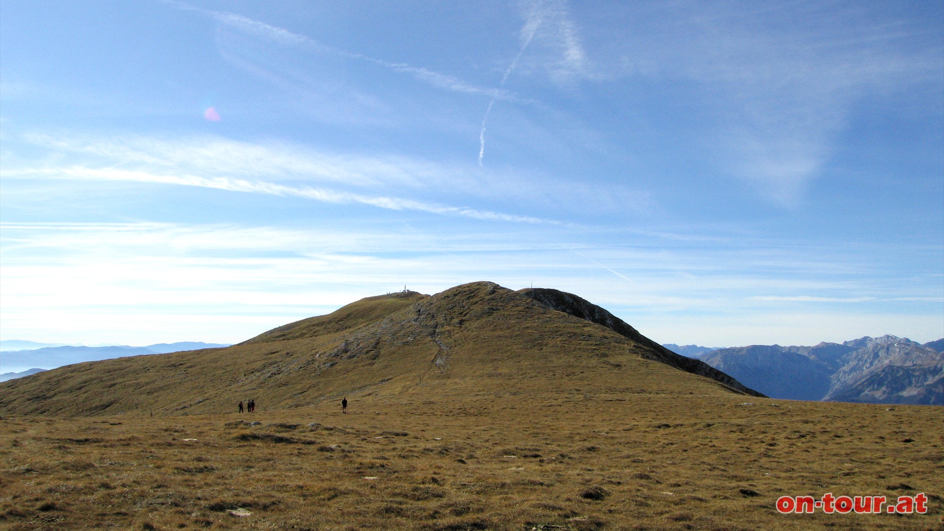 Spaziergang zum Gipfel am Plateau.