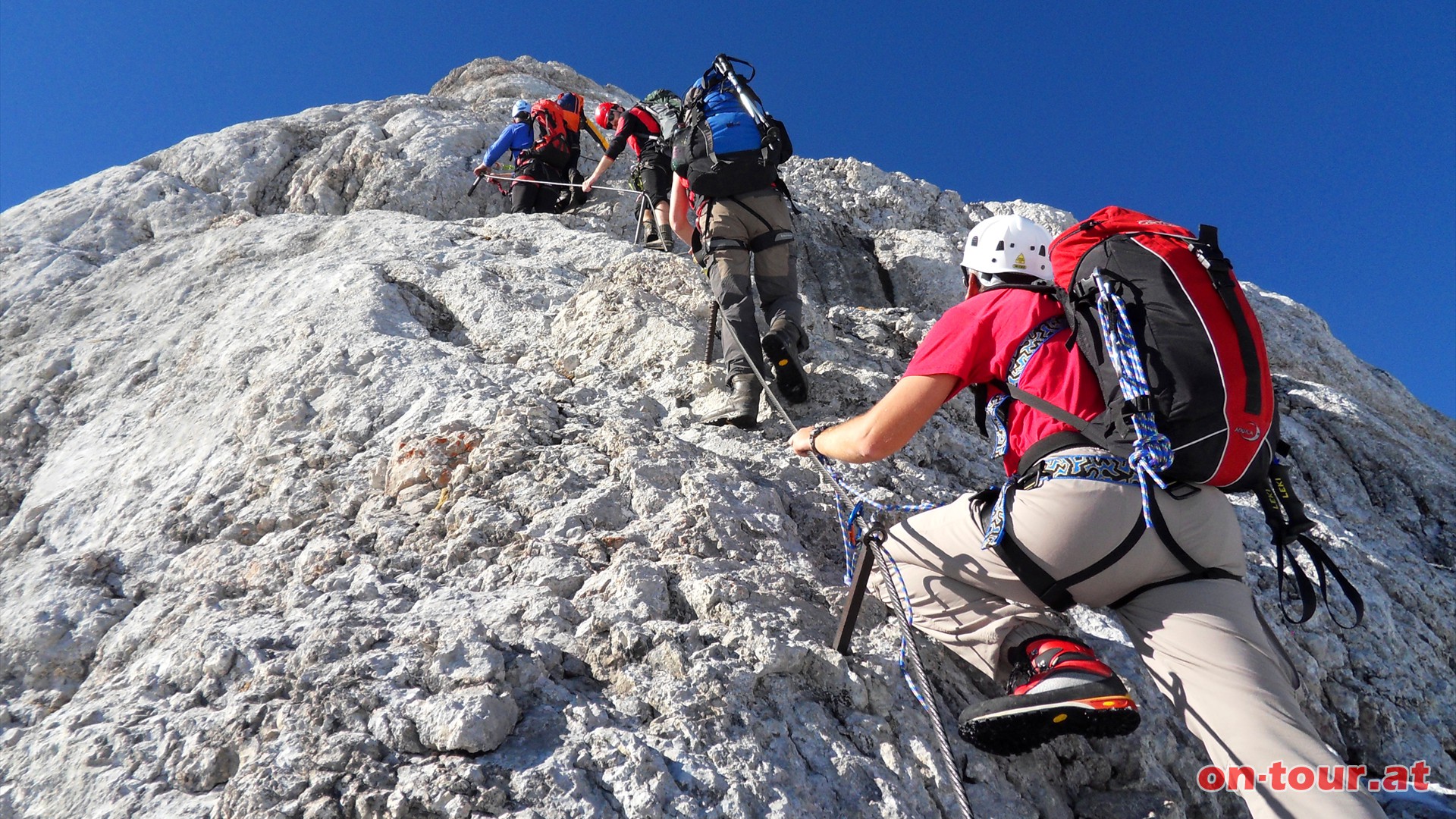 Aufstieg am Klettersteig.