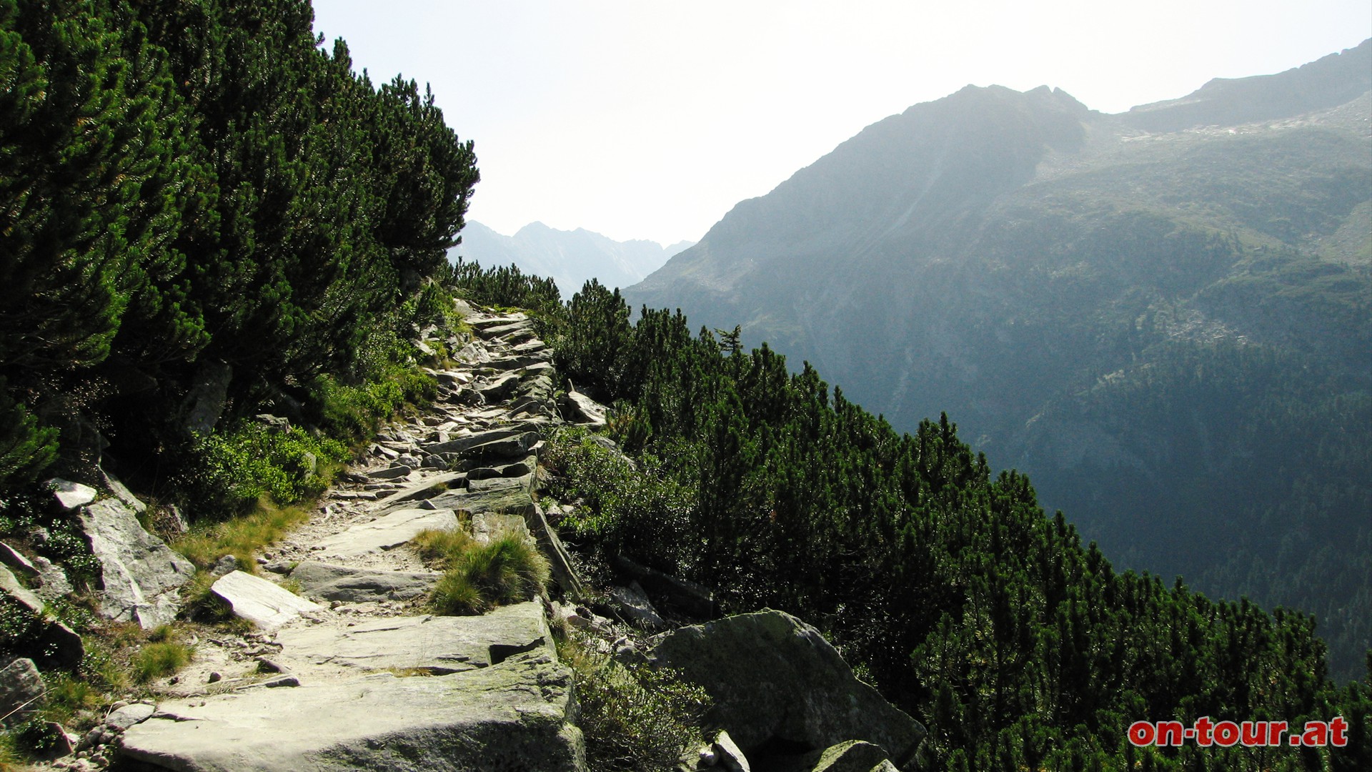 Bis zur Friesenbergalm verluft der Wanderweg ber weite Strecken auf sorgfltig verlegten Steinplatten.