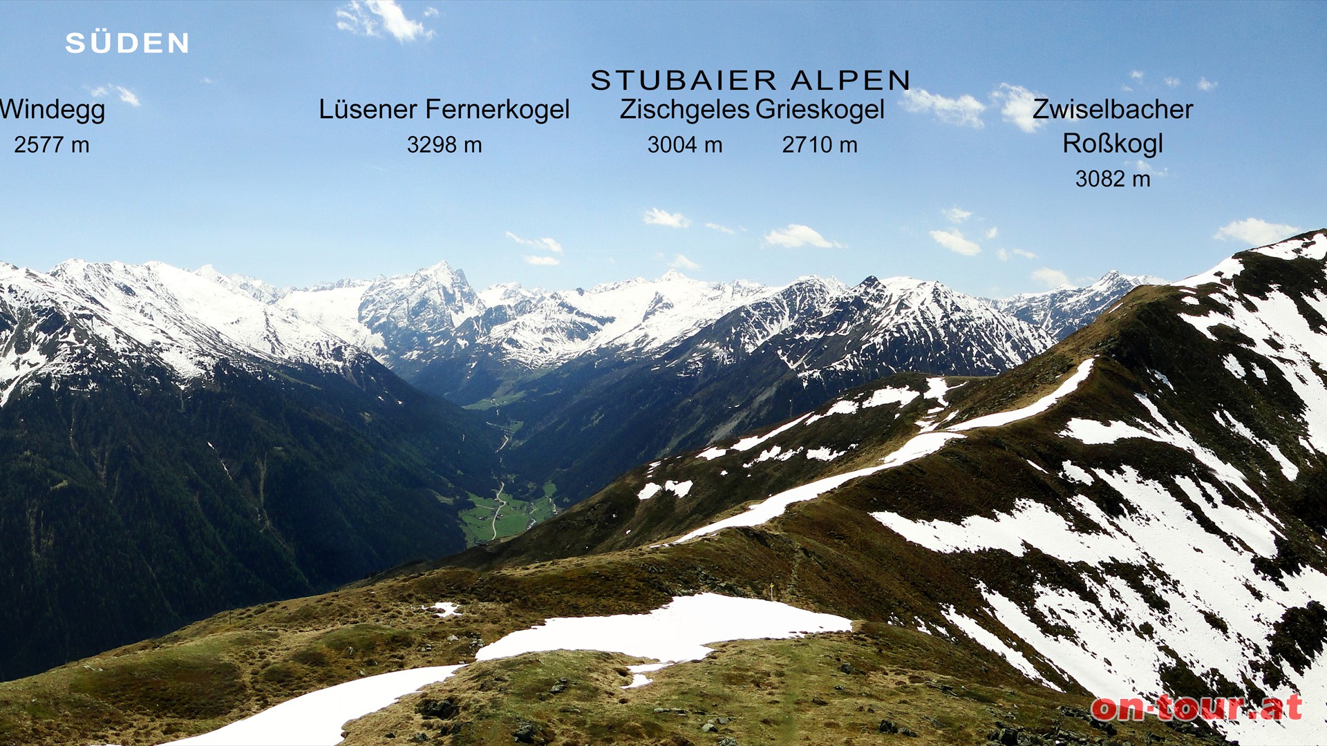 Im SW ragen am Ende des Lisenstals Lsener Fernerkogel oder Zischgeles empor.