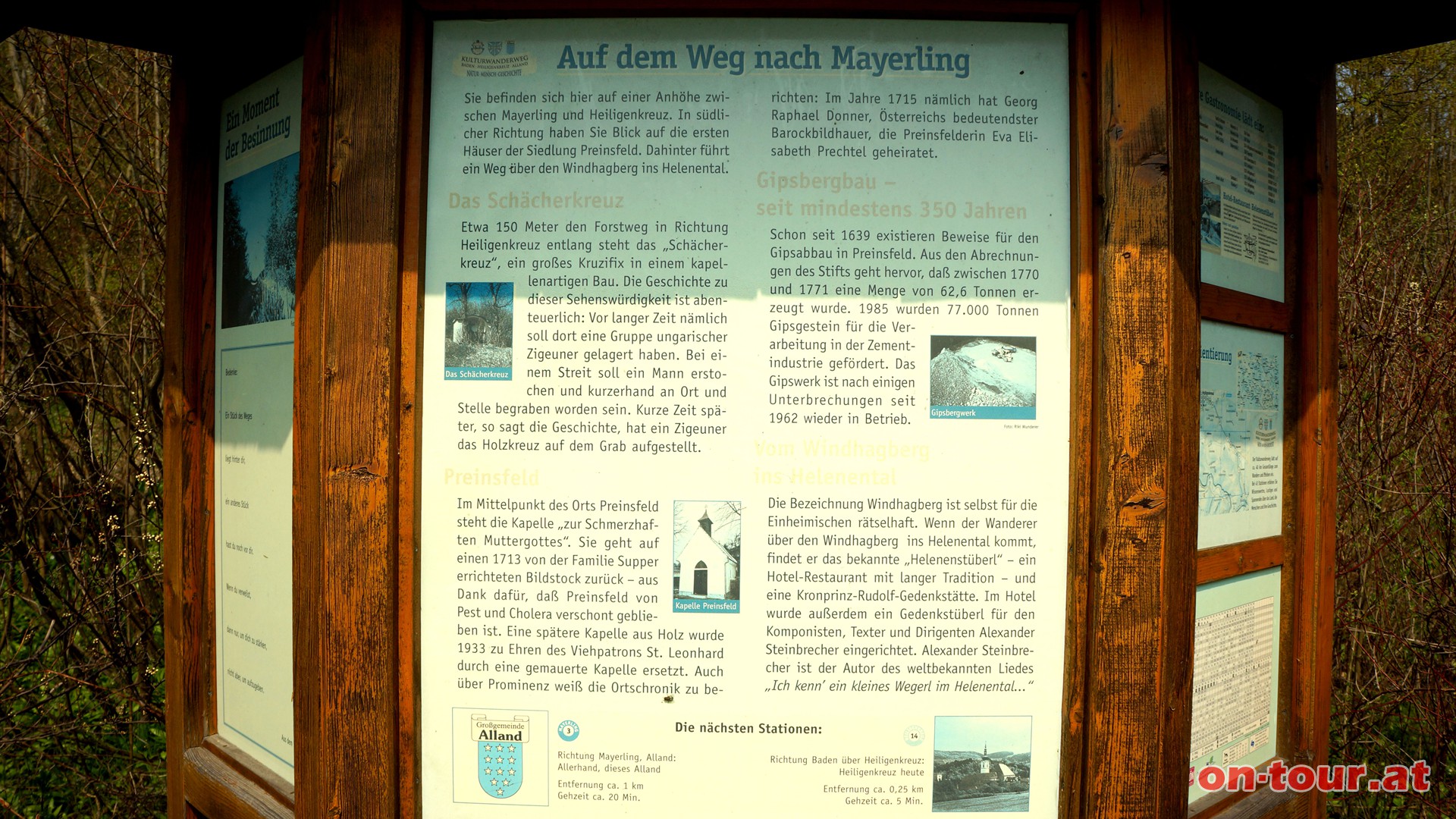.... bis zur Info-Tafel -Auf dem Weg nach Mayerling-. Hier fhrt ein Forstweg zum .....