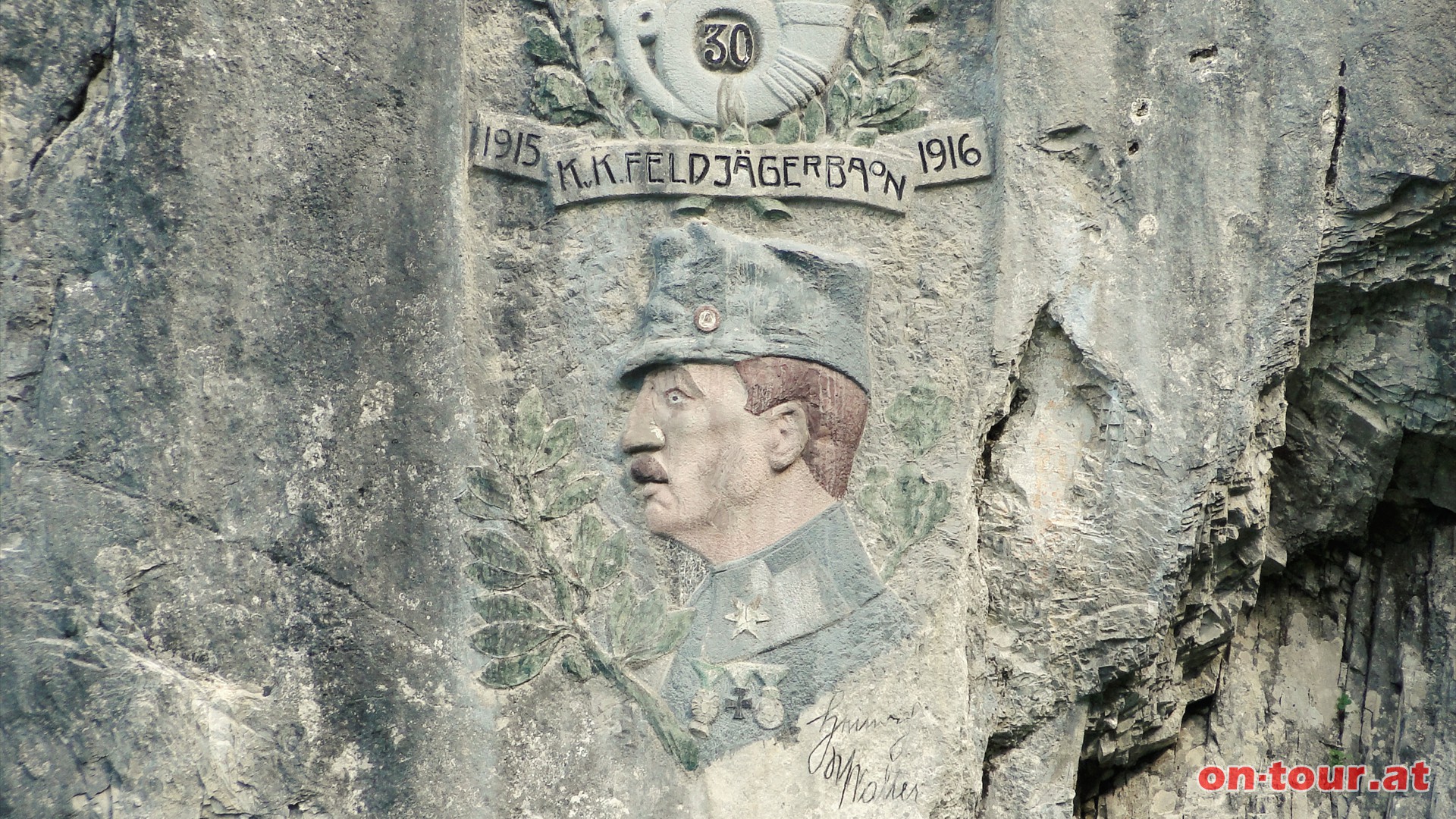 Hier hat sich das 30. KuK. FeldjägerBaon in den Kriegsjahren 1915 und 1916 verewigt.