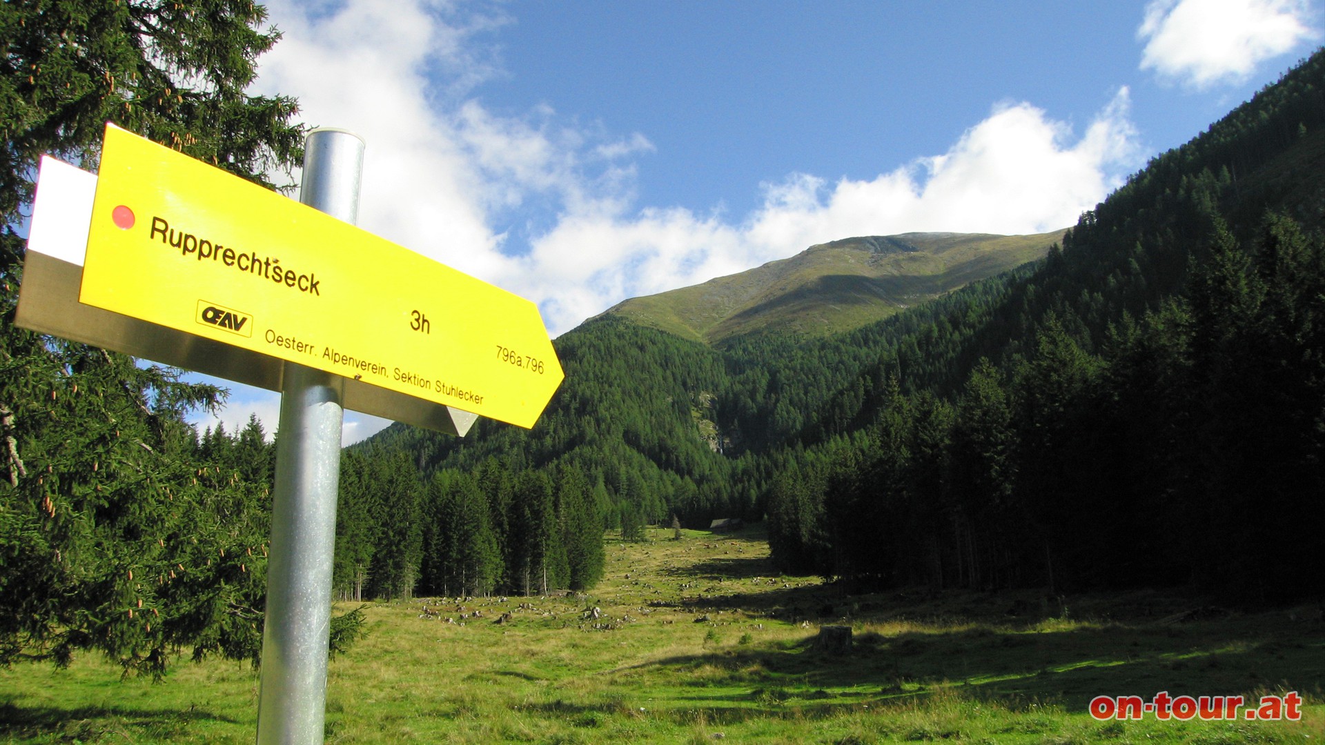 Die Asphaltstrae etwa 100 m zurck (talauswrts) und links weiter.