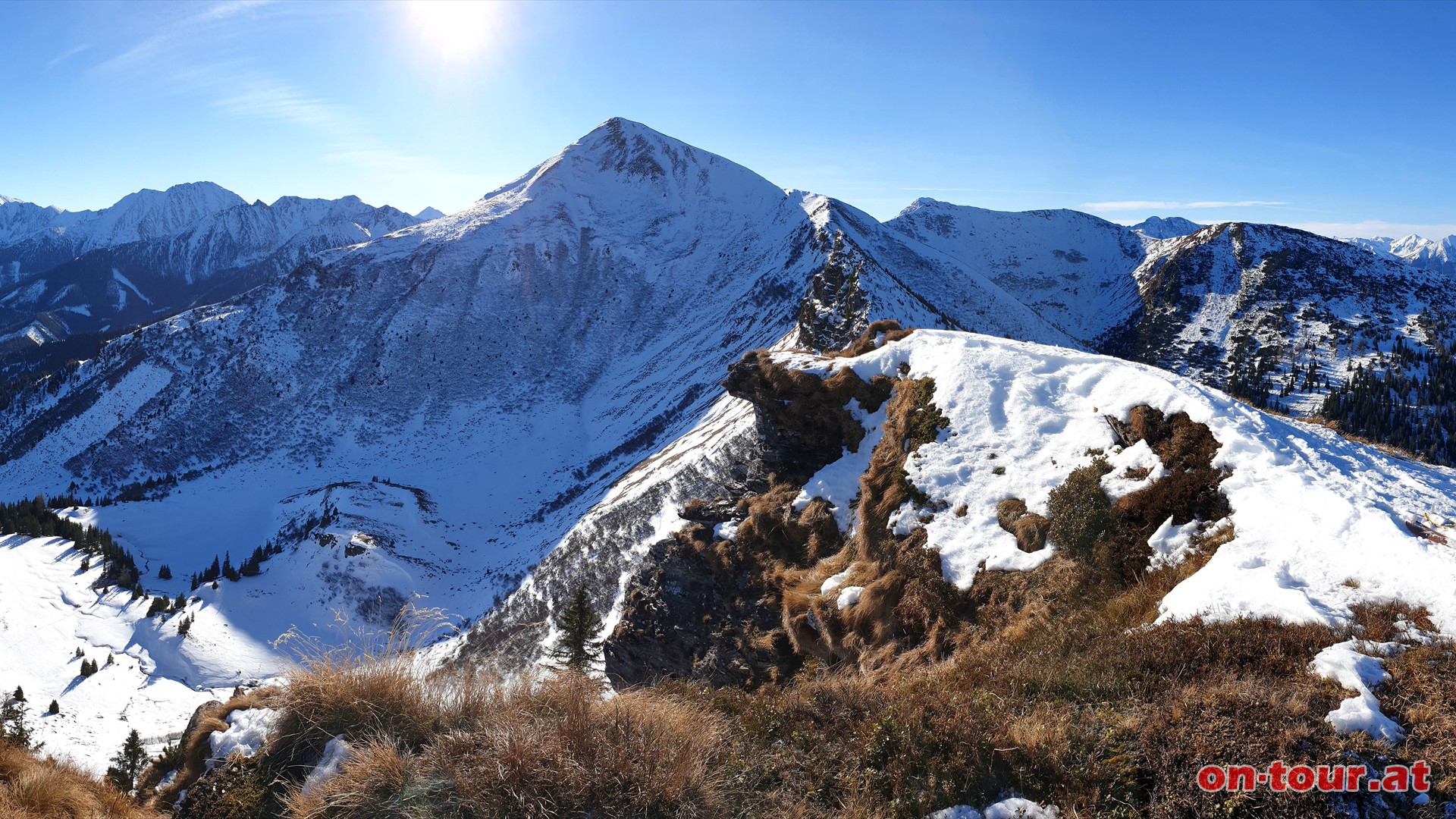 Silberling; SW-Panorama mit Himmeleck. Abfahrt wie Aufstieg.