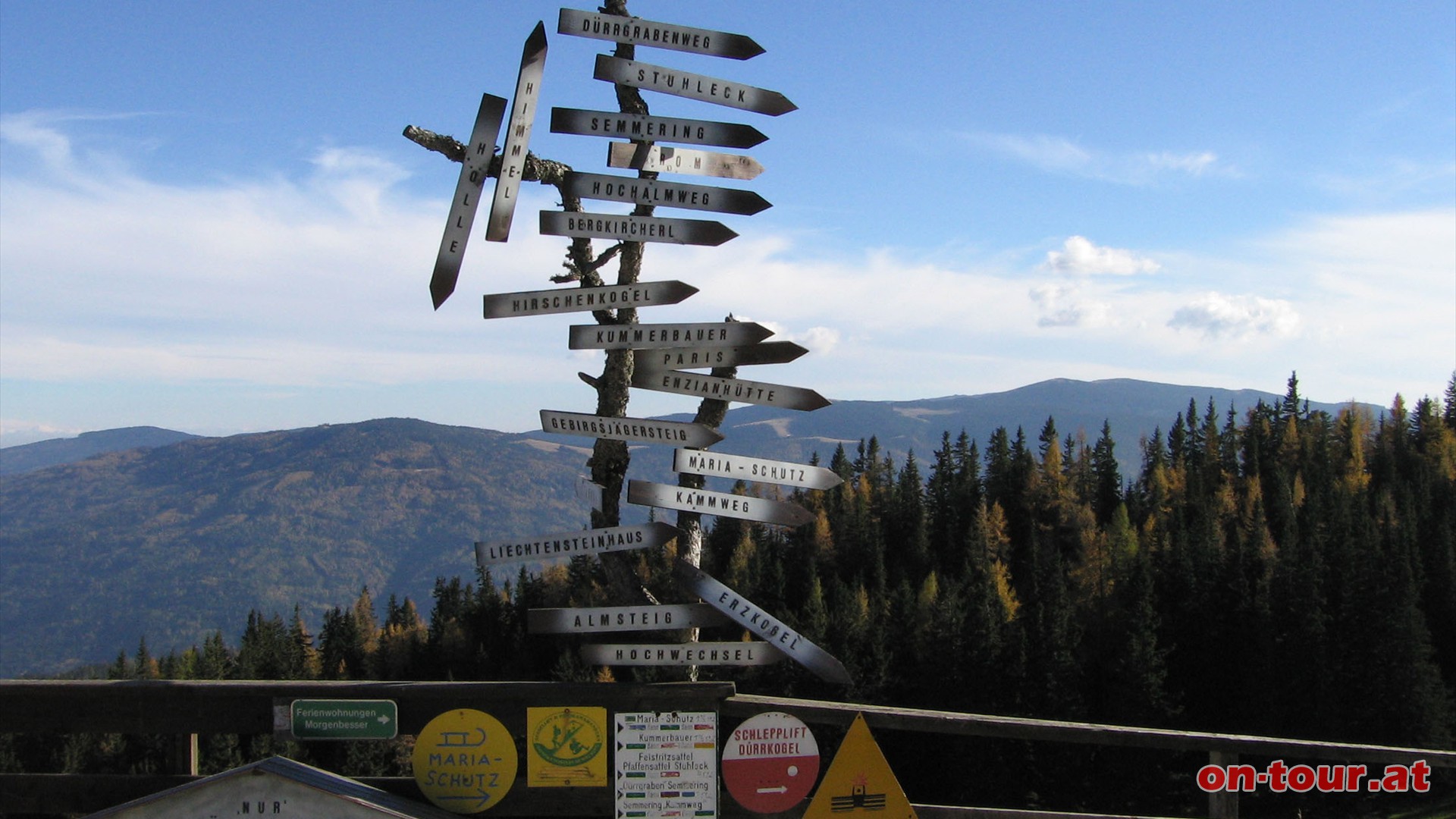 Sehr umfangreiche Hinweise bei der Pollereshtte. Auch der direkte Weg zum Himmer, bzw. zur Hlle wird hier markiert.