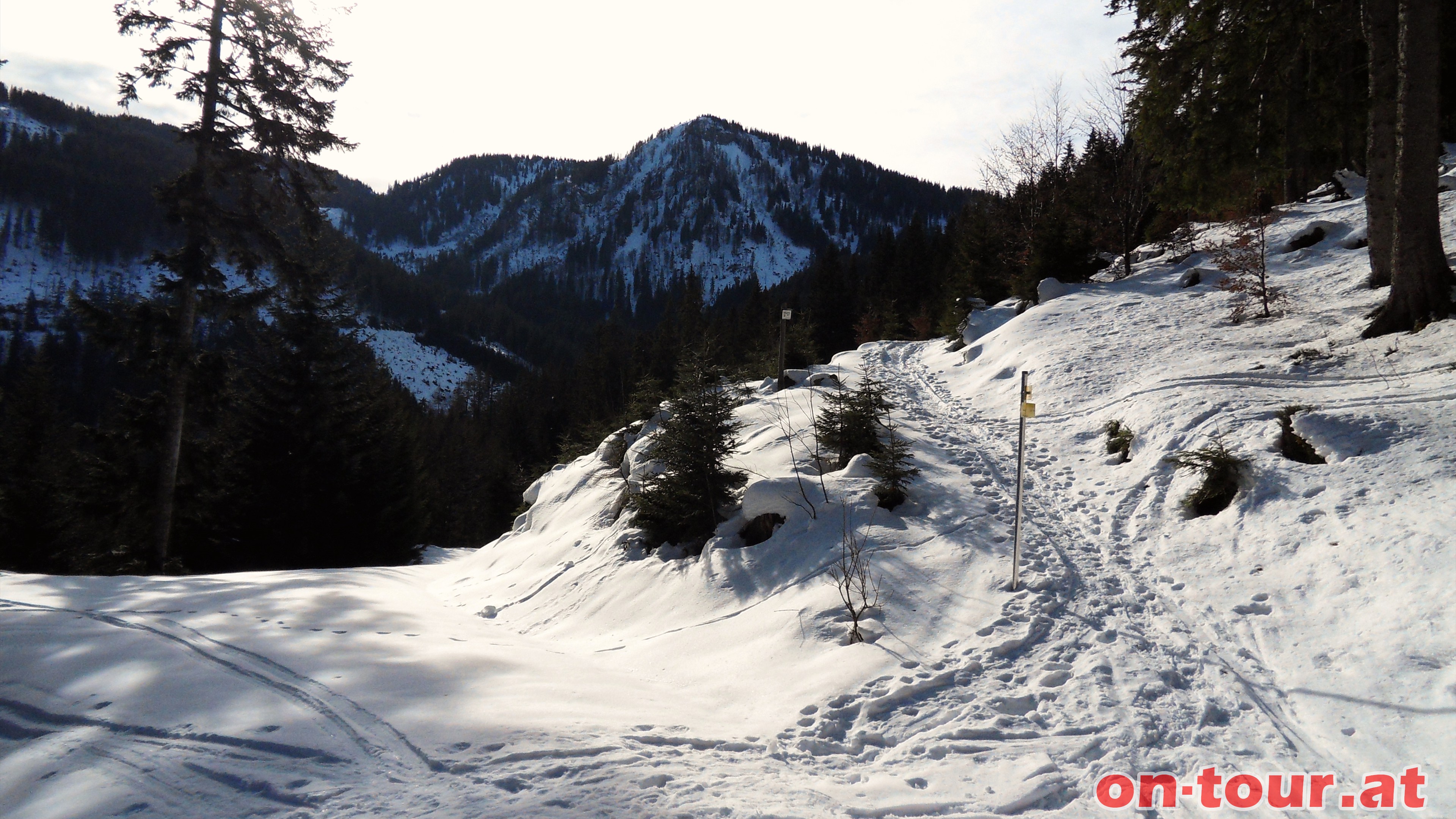 Erster Sichtkontakt mit dem unscheinbaren Spielkogel im Sden.