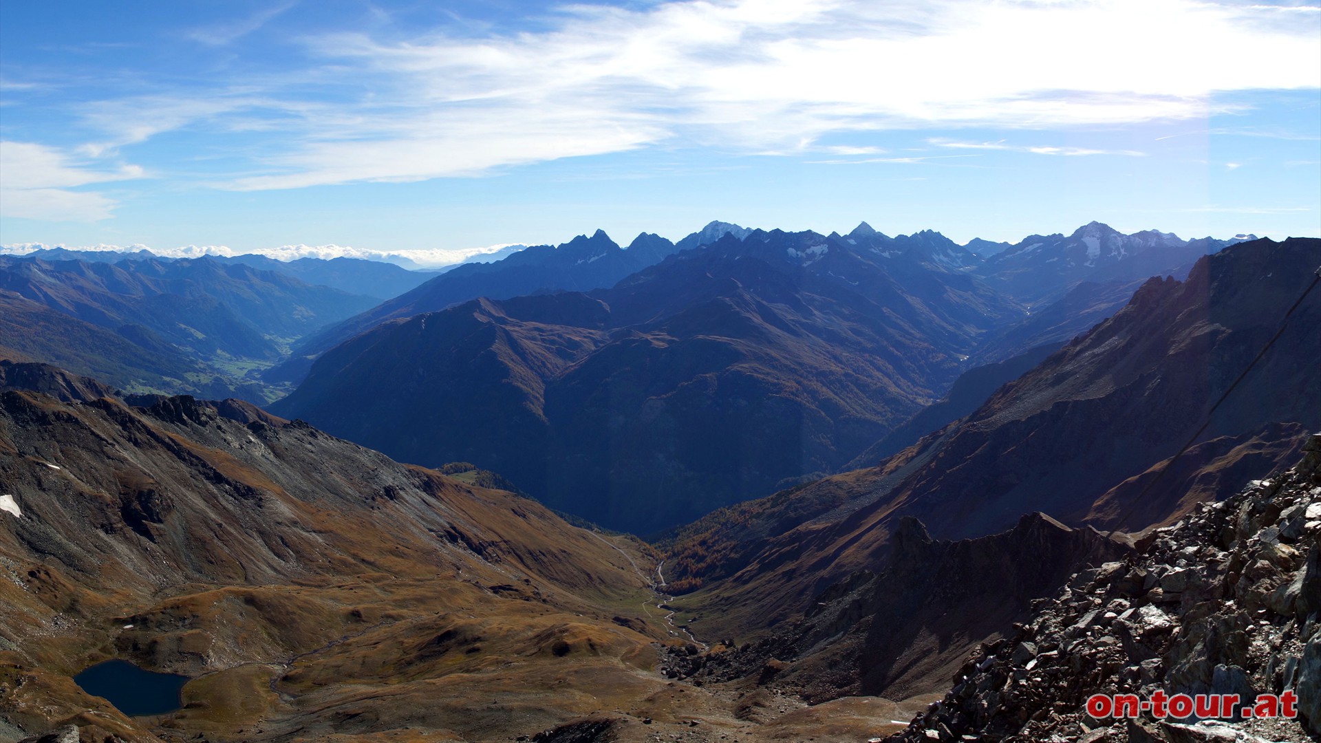 Brennkogl-Sdpanorama mit dem Mlltal und der Schobergruppe (rechts).