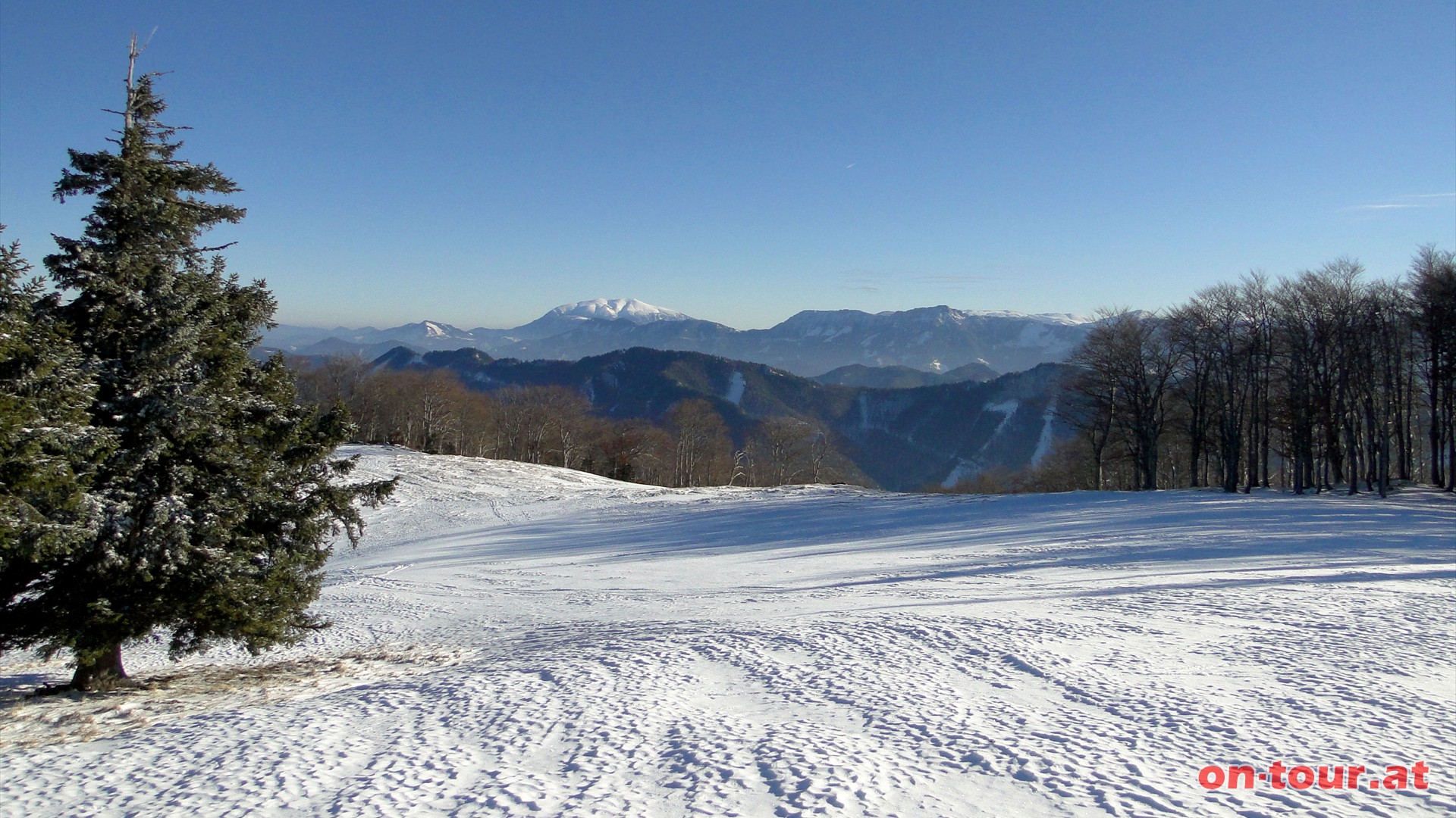 Der schneebedeckte Koloss im Sdosten ist natrlich der Schneeberg.